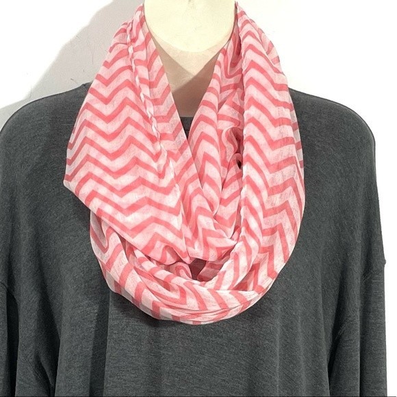 Pink & White Chevron Print  Infinity Scarf - Picture 2 of 5